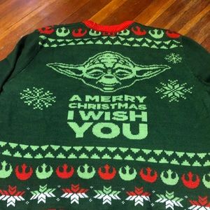 Mens Yoda Mandalorian Christmas ugly Xmas sweater